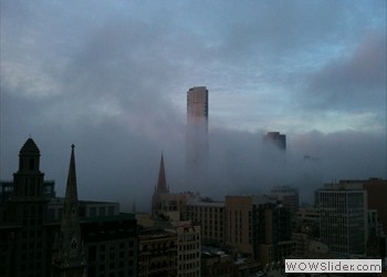Foggy Eureka Tower, Melbourne